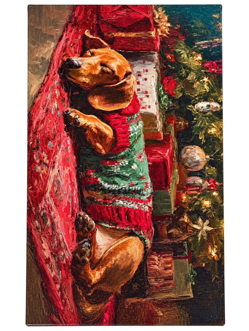 Christmas Dogs in Stockings Wall Art